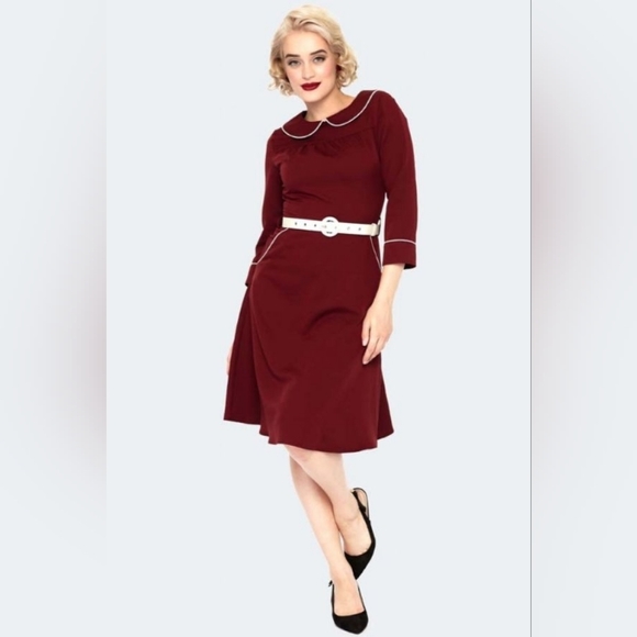 Voodoo Vixen maroon flare dress NWOT L - Picture 1 of 3